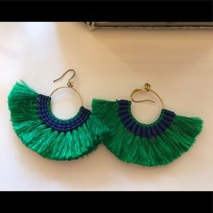 Green fan earrings